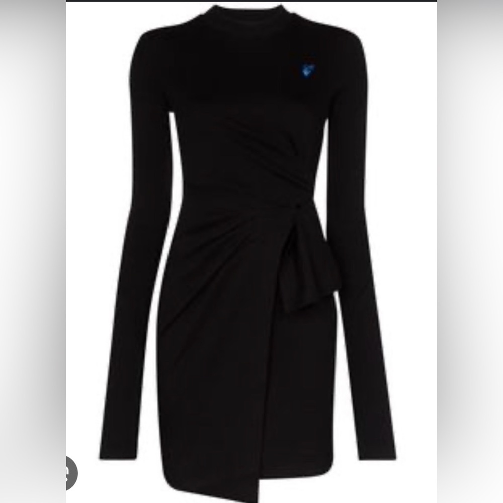 Off-White Mariacarla Wrap Dress Black Size 38 Knot Detail Mini Like New (US 4-6) - Picture 4 of 12